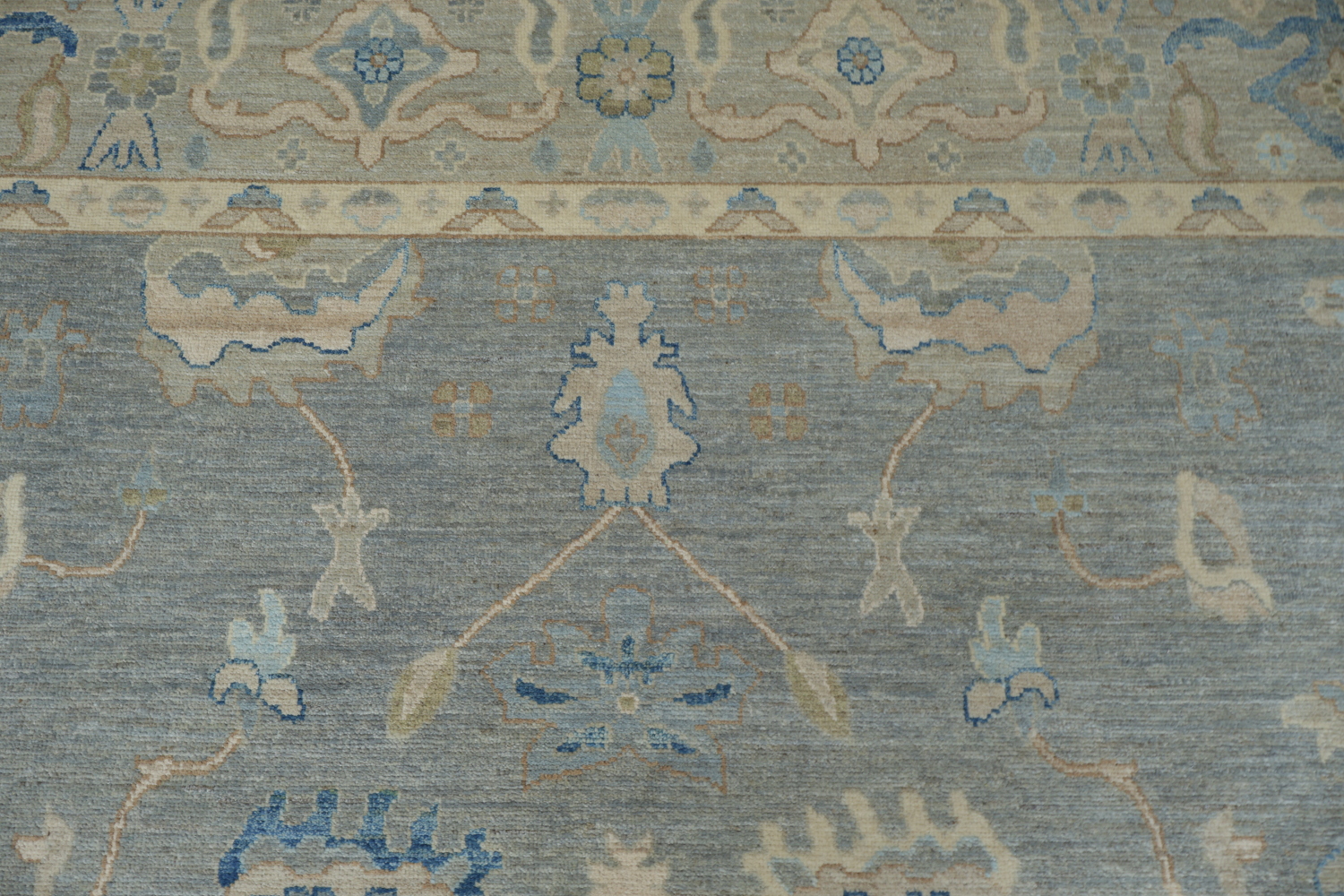Vegetable Dye Gray Oushak Turkish Area Rug 9x12