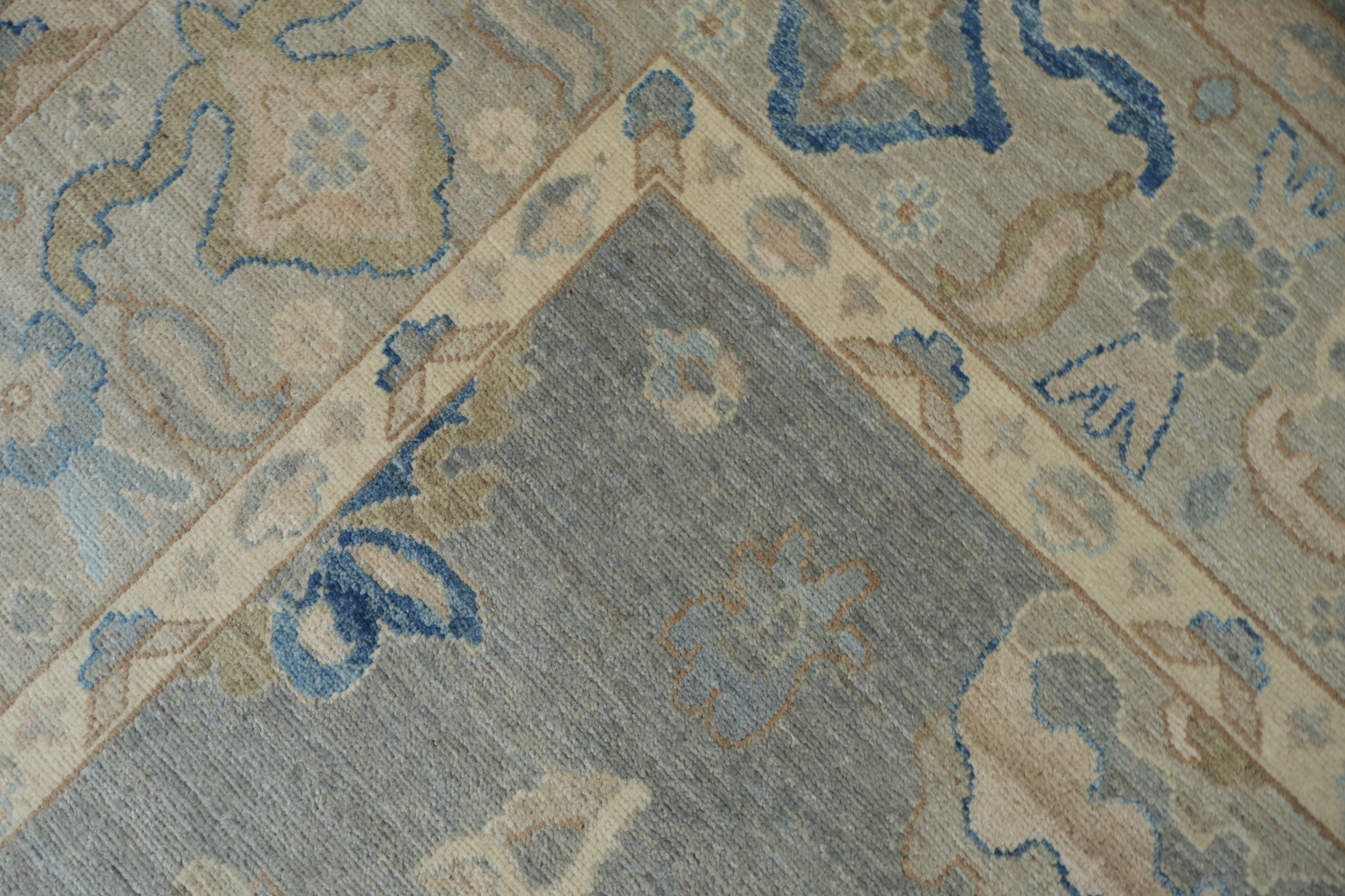 Vegetable Dye Gray Oushak Turkish Area Rug 9x12