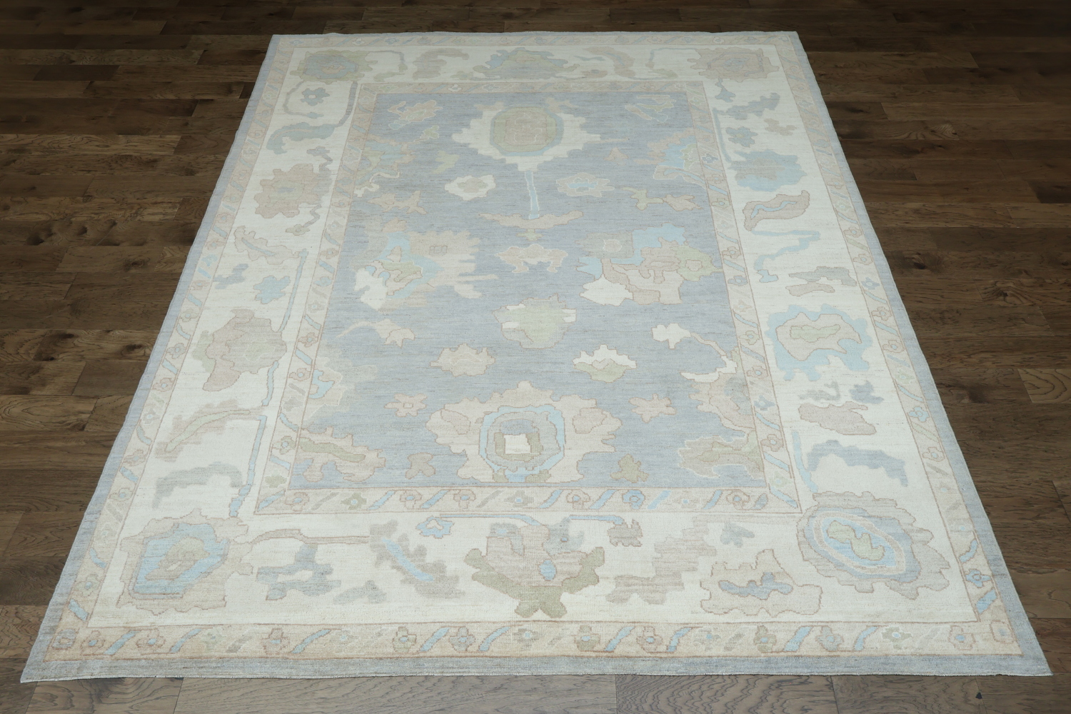 Vegetable Dye Gray Oushak Turkish Area Rug 9x12