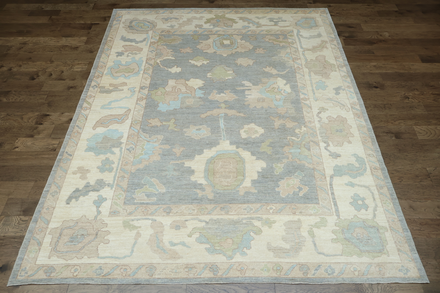 Vegetable Dye Gray Oushak Turkish Area Rug 9x12