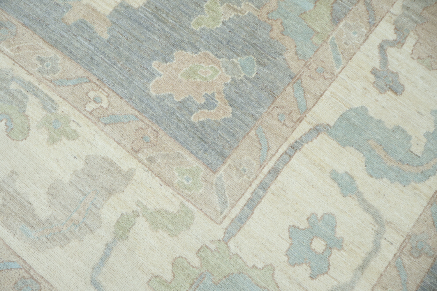 Vegetable Dye Gray Oushak Turkish Area Rug 9x12