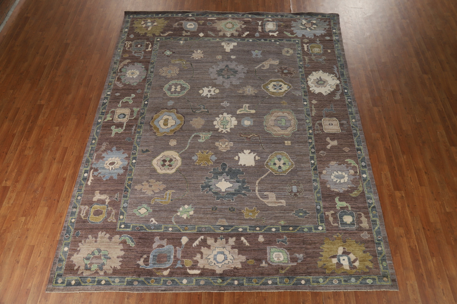Vegetable Dye Brown Oushak Turkish Area Rug 9x12