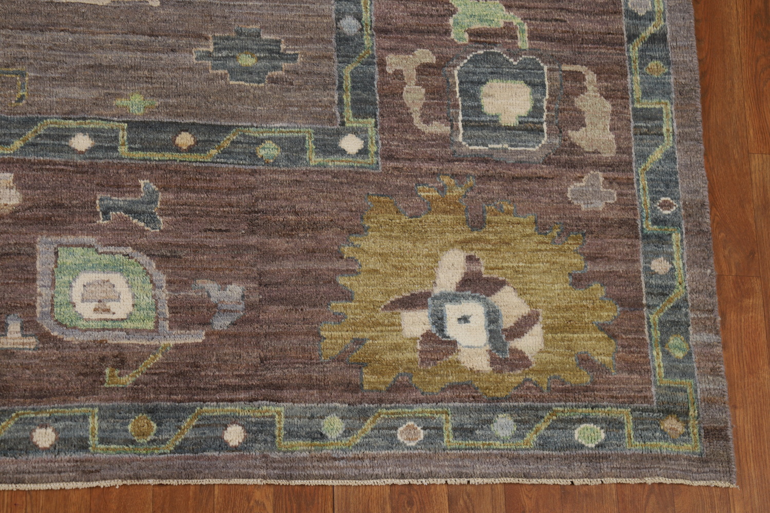Vegetable Dye Brown Oushak Turkish Area Rug 9x12