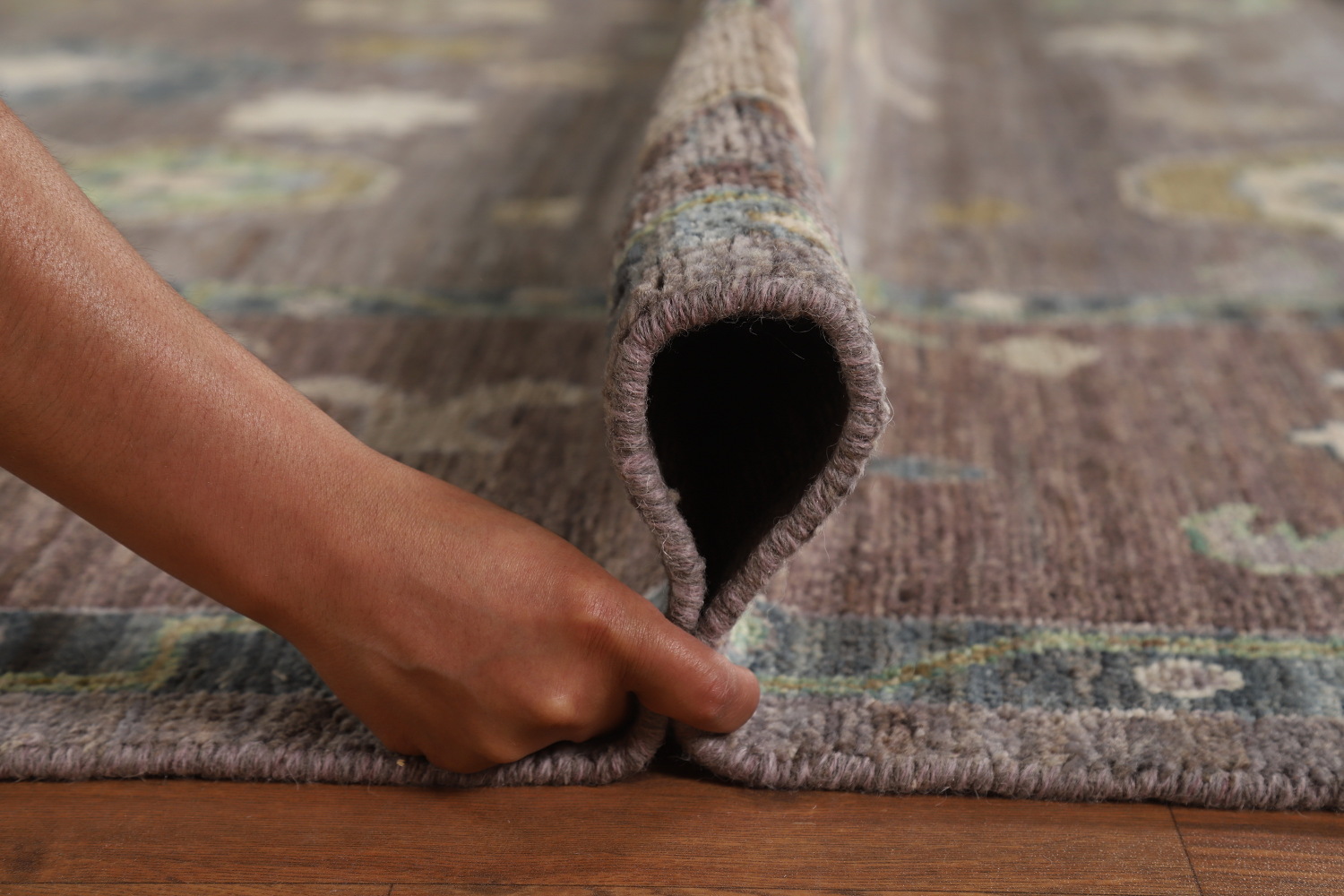 Vegetable Dye Brown Oushak Turkish Area Rug 9x12