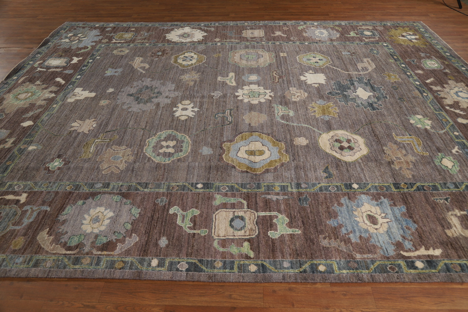 Vegetable Dye Brown Oushak Turkish Area Rug 9x12