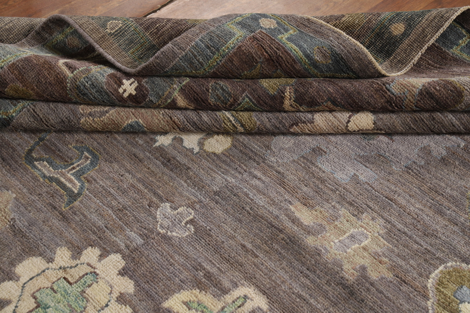 Vegetable Dye Brown Oushak Turkish Area Rug 9x12