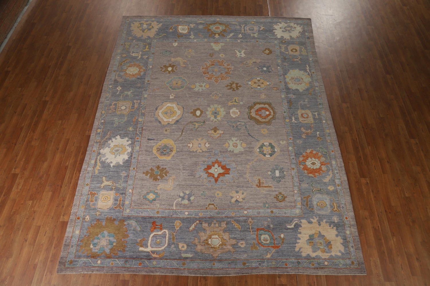 Vegetable Dye Floral Oushak Turkish Area Rug 9x12