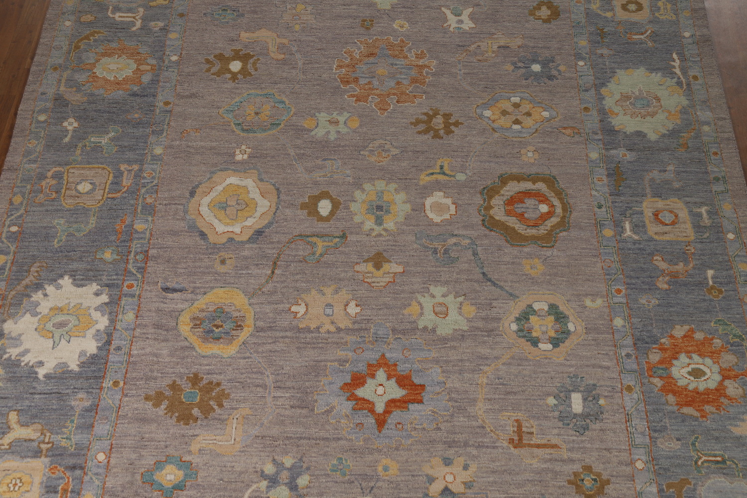 Vegetable Dye Floral Oushak Turkish Area Rug 9x12