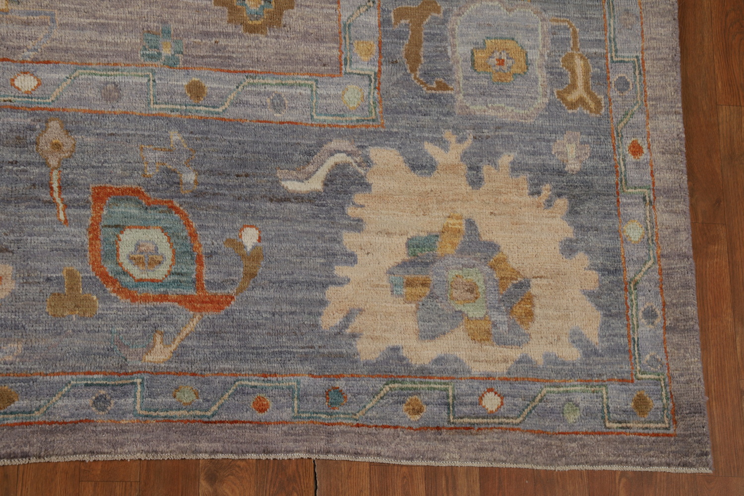 Vegetable Dye Floral Oushak Turkish Area Rug 9x12