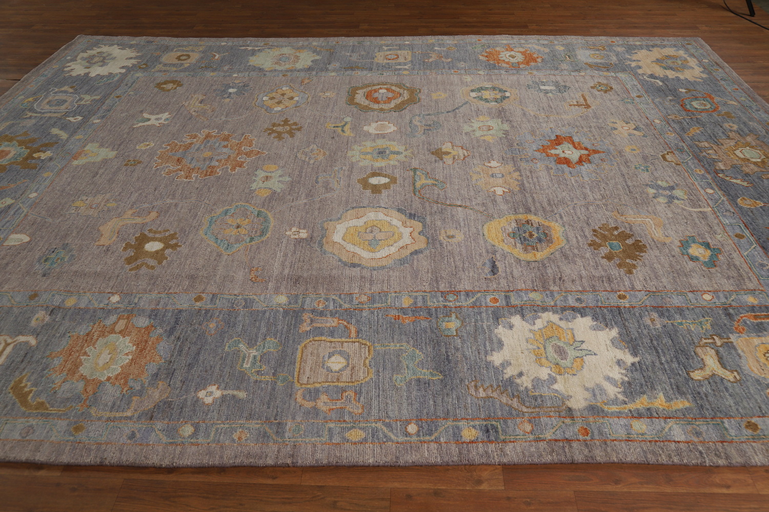 Vegetable Dye Floral Oushak Turkish Area Rug 9x12