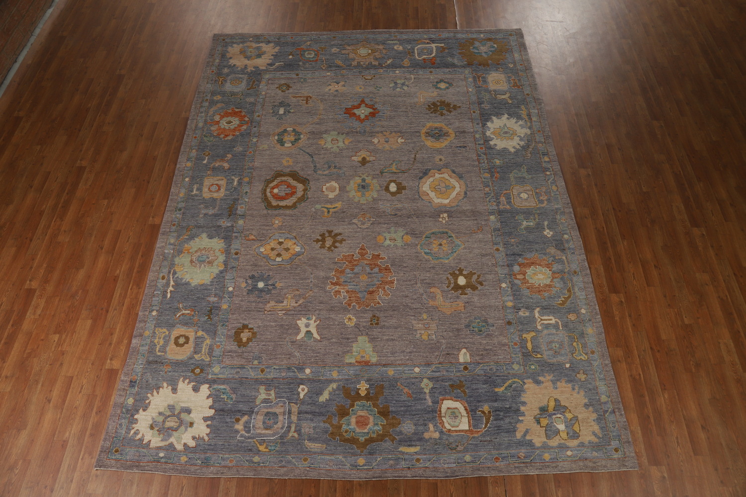 Vegetable Dye Floral Oushak Turkish Area Rug 9x12