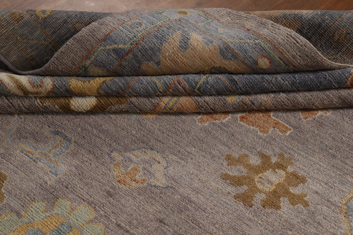 Vegetable Dye Floral Oushak Turkish Area Rug 9x12