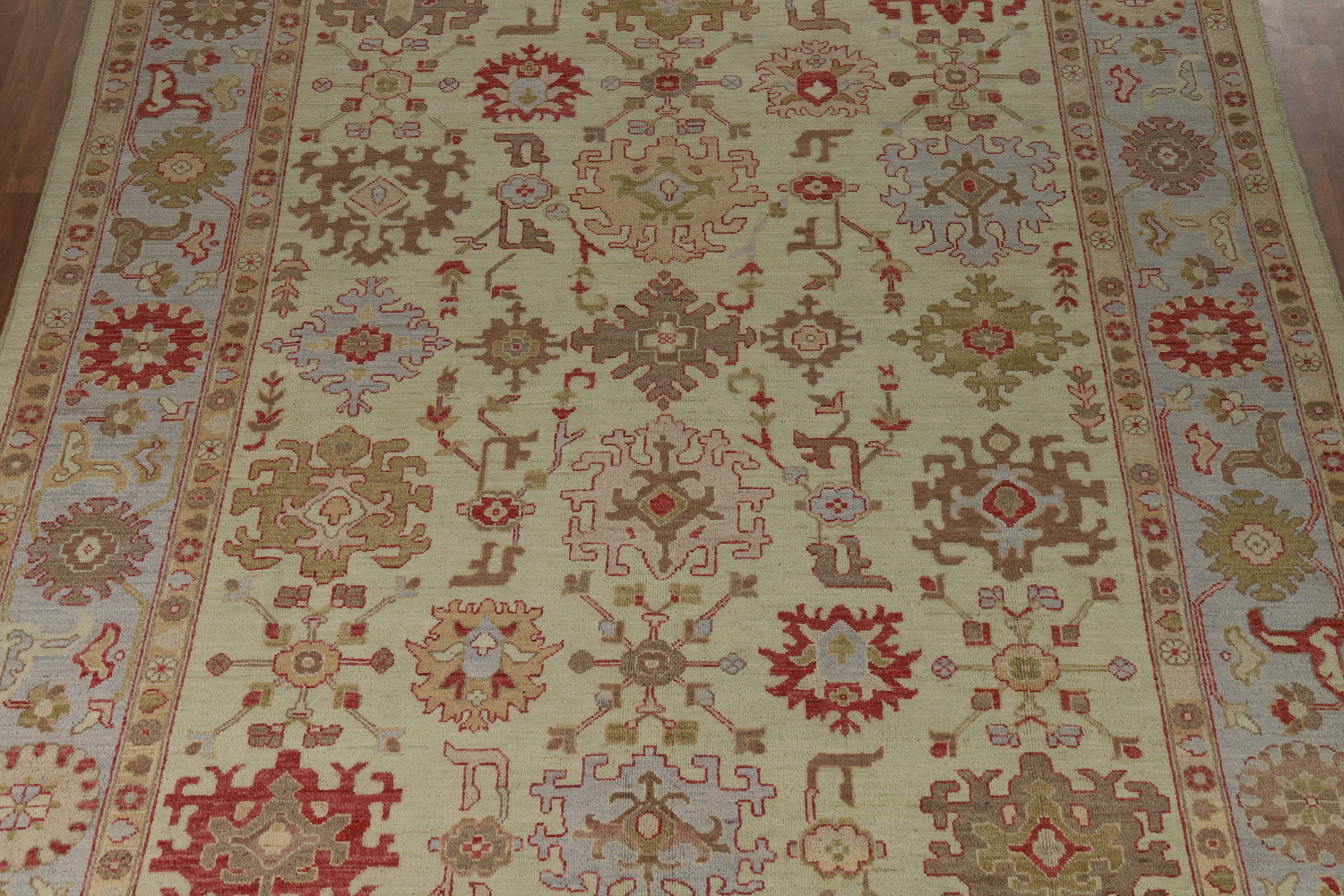 Vegetable Dye Green Oushak Turkish Area Rug 9x12