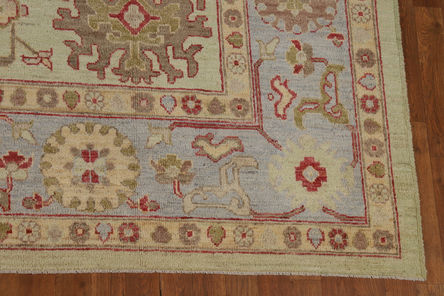 Vegetable Dye Green Oushak Turkish Area Rug 9x12