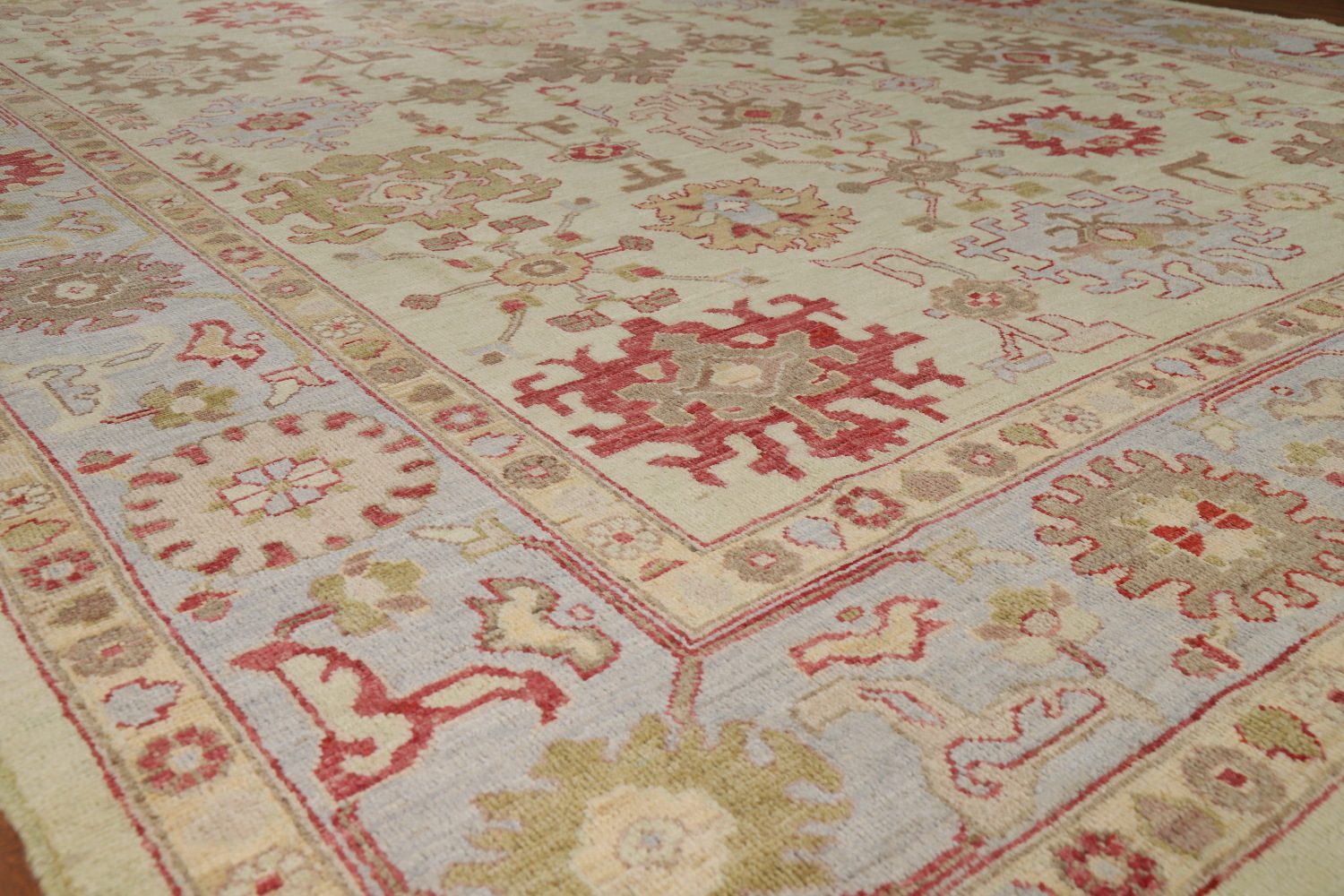 Vegetable Dye Green Oushak Turkish Area Rug 9x12