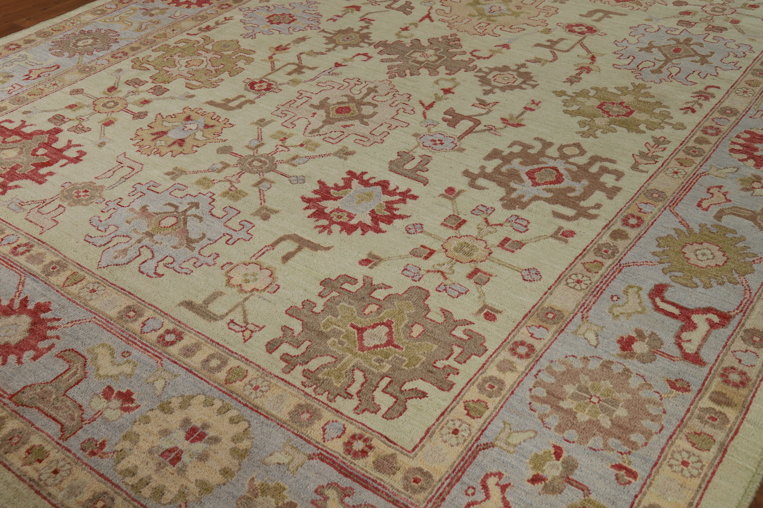 Vegetable Dye Green Oushak Turkish Area Rug 9x12