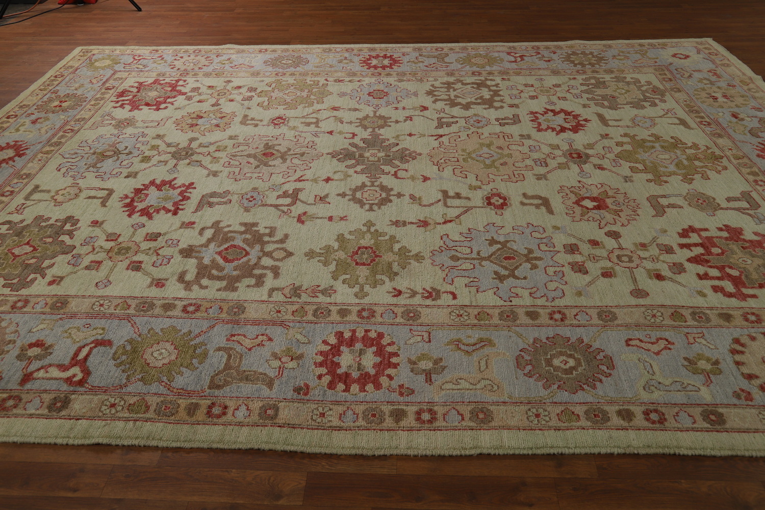 Vegetable Dye Green Oushak Turkish Area Rug 9x12
