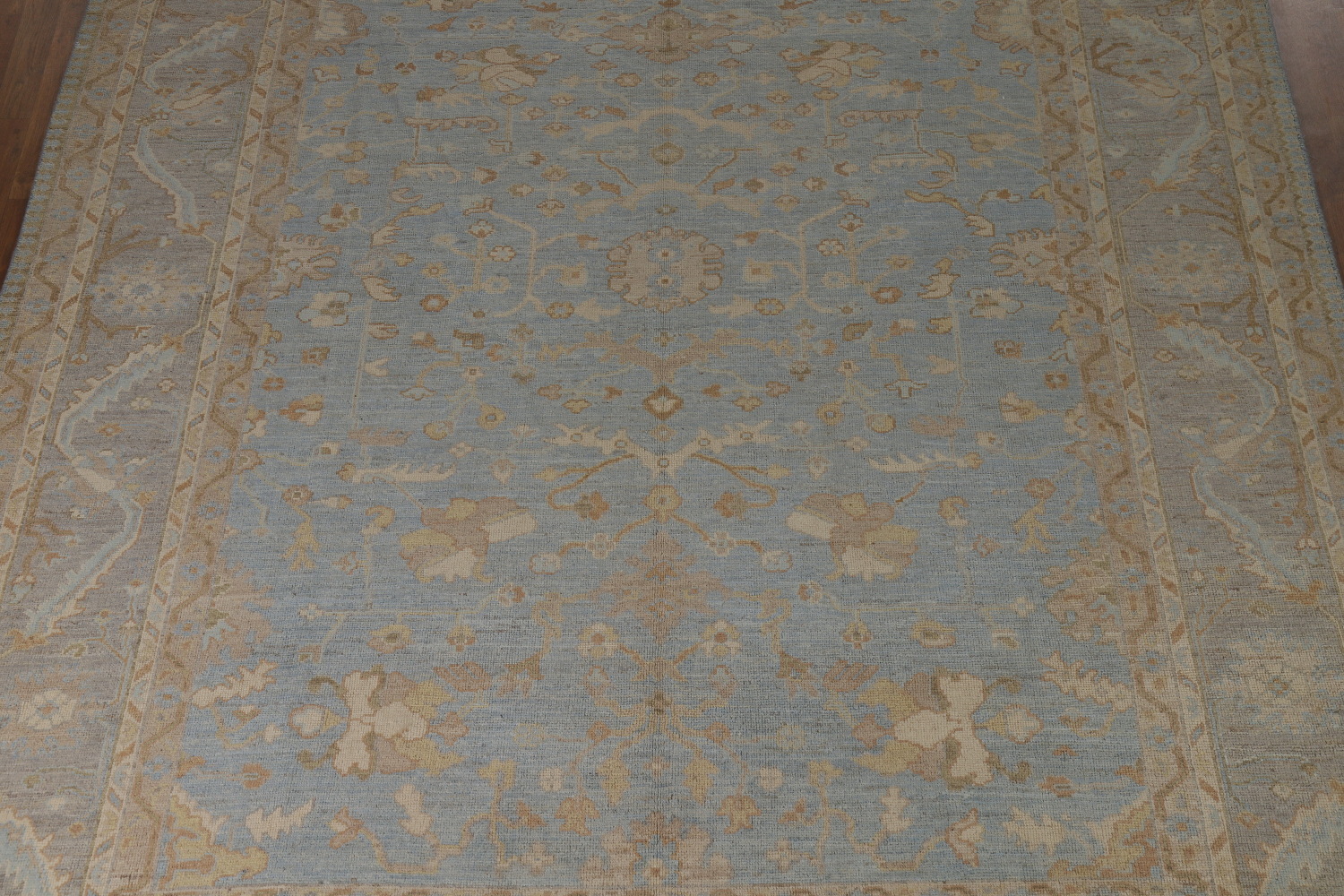 Vegetable Dye Blue Oushak Turkish Area Rug 9x12