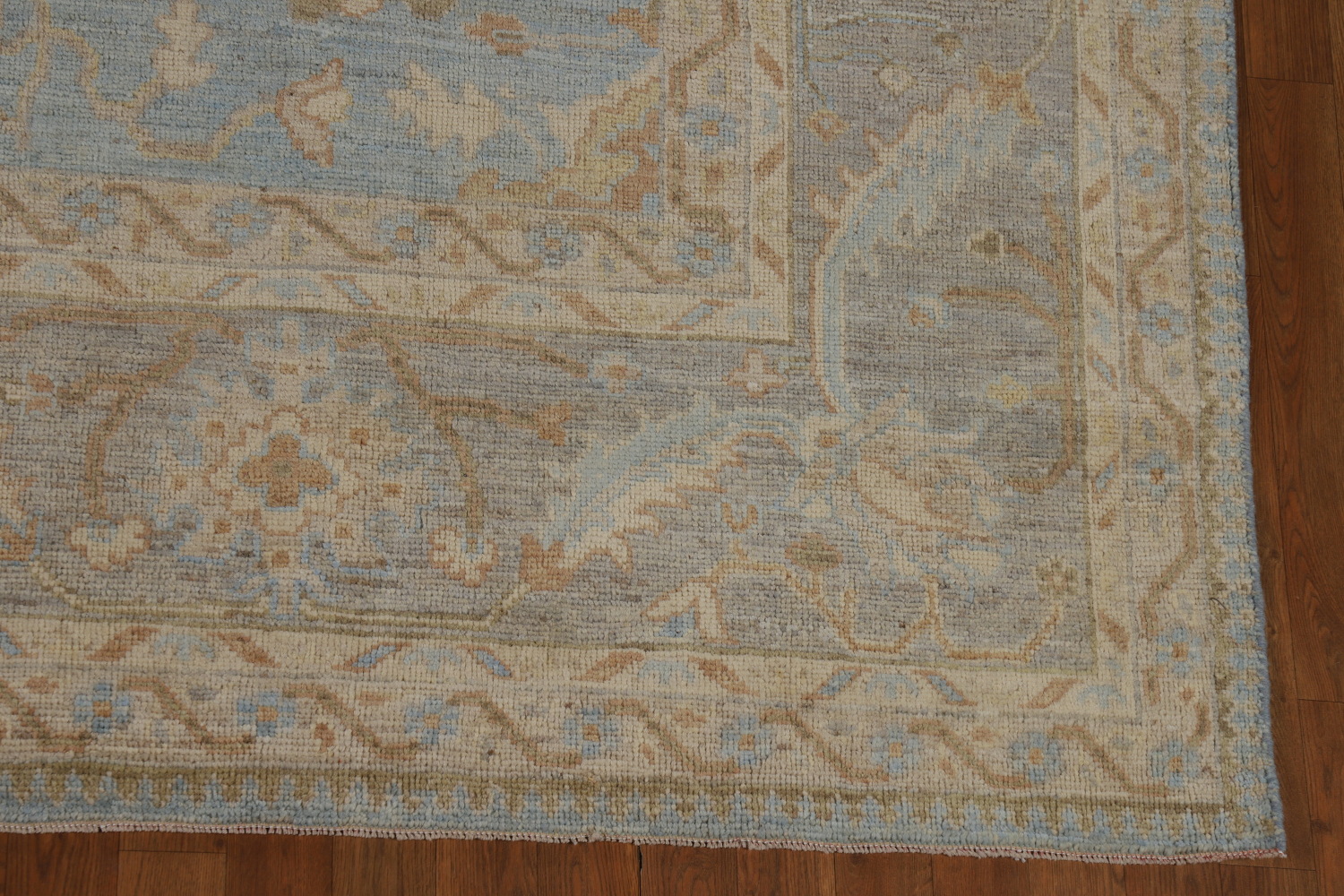 Vegetable Dye Blue Oushak Turkish Area Rug 9x12