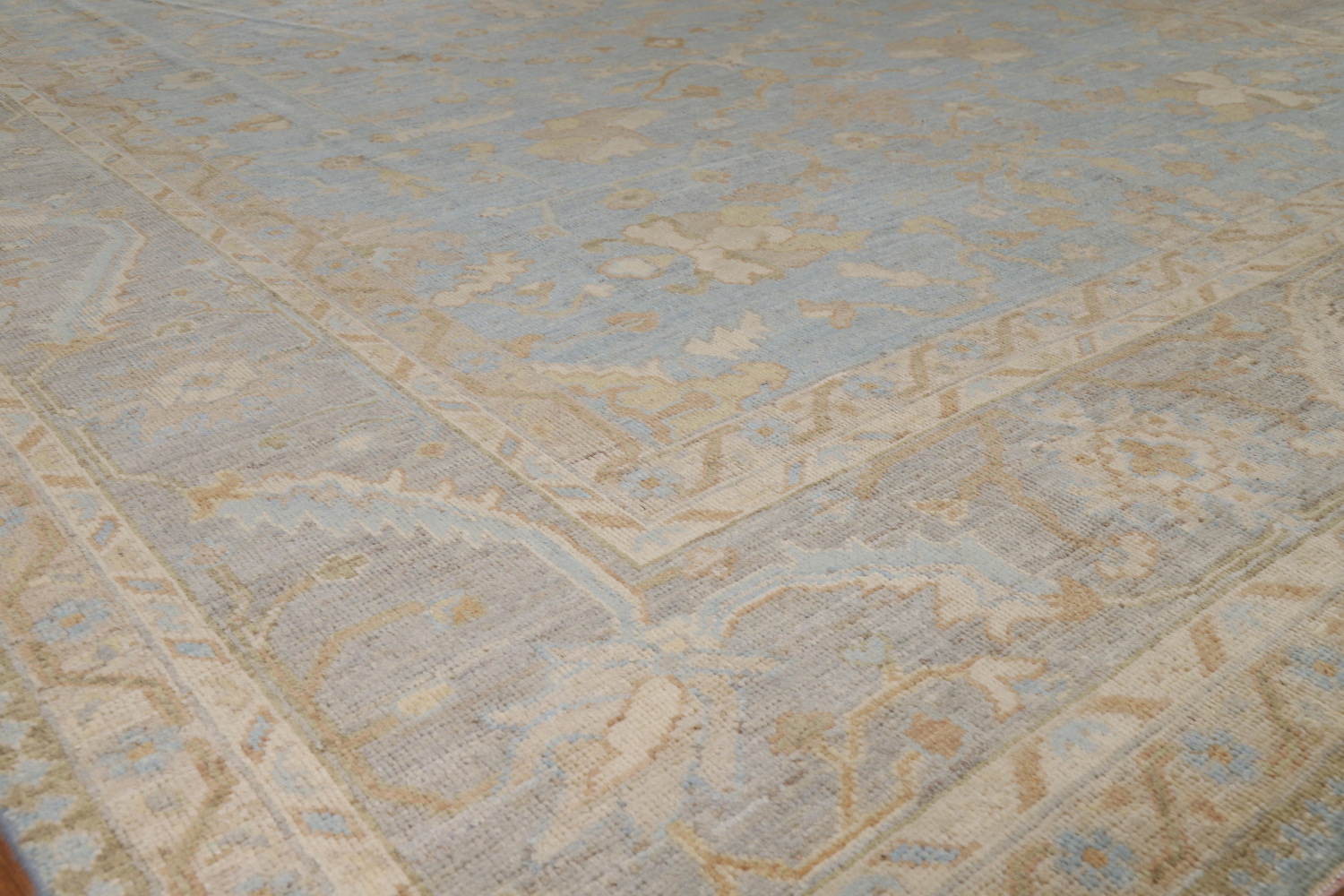 Vegetable Dye Blue Oushak Turkish Area Rug 9x12