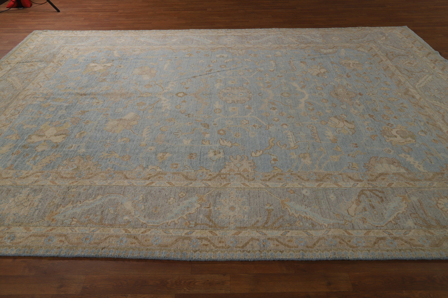 Vegetable Dye Blue Oushak Turkish Area Rug 9x12