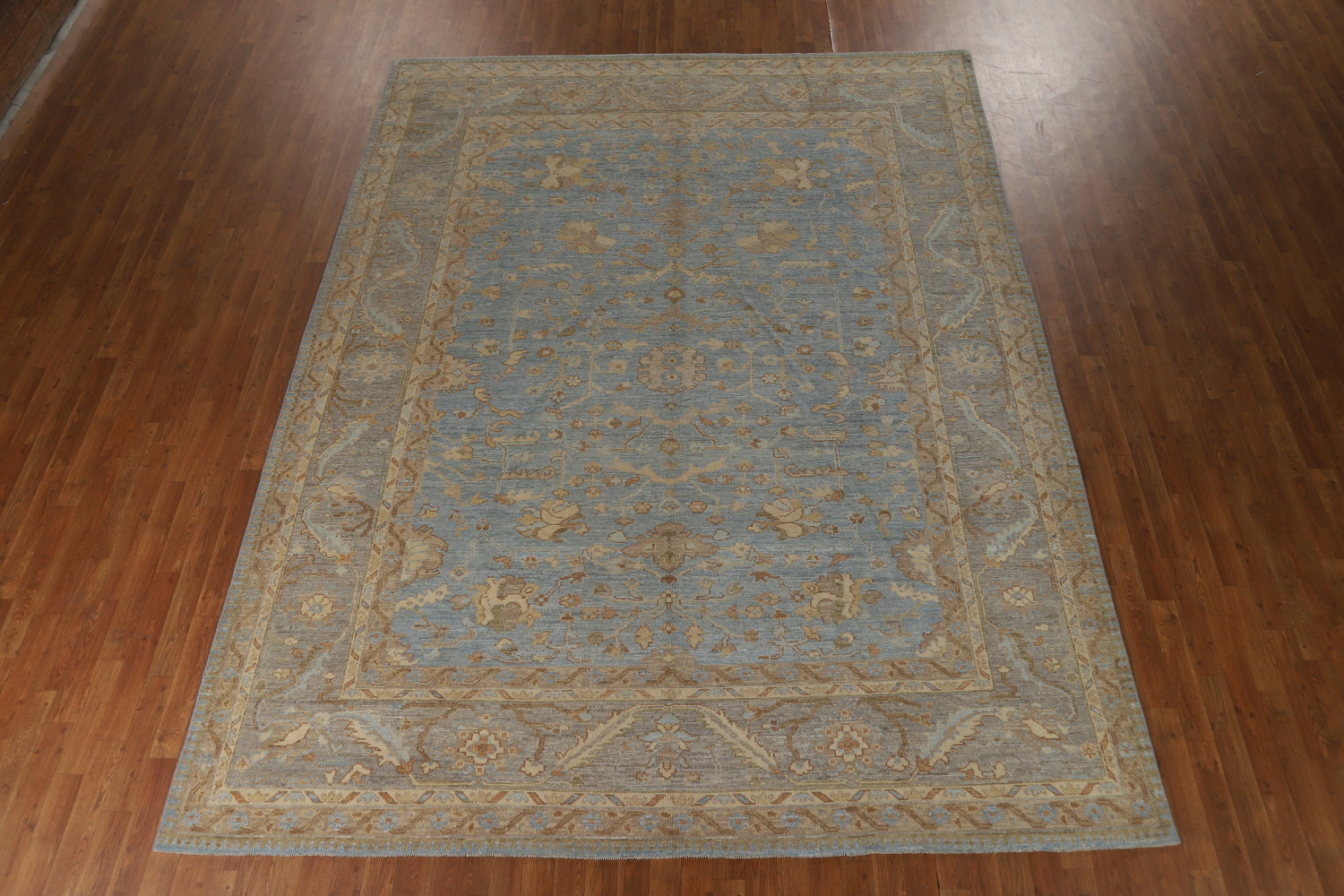 Vegetable Dye Blue Oushak Turkish Area Rug 9x12