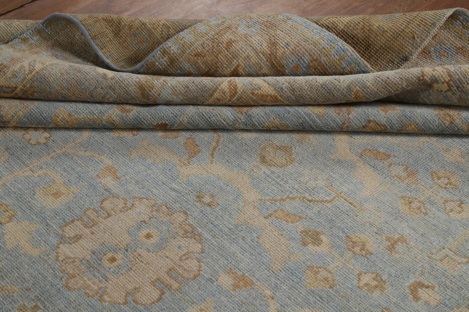 Vegetable Dye Blue Oushak Turkish Area Rug 9x12