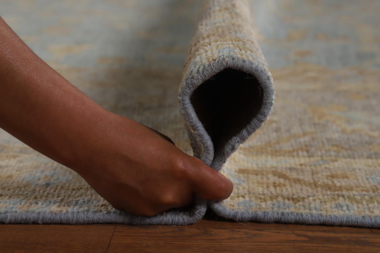 Vegetable Dye Blue Oushak Turkish Area Rug 9x12