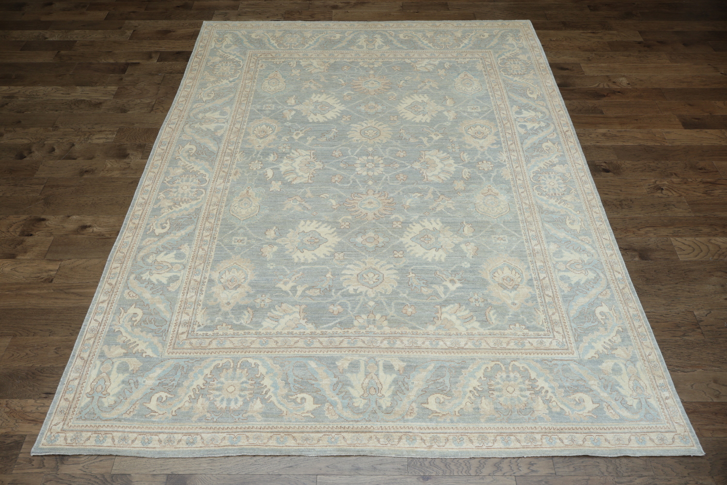 Vegetable Dye Gray Oushak Turkish Area Rug 9x12