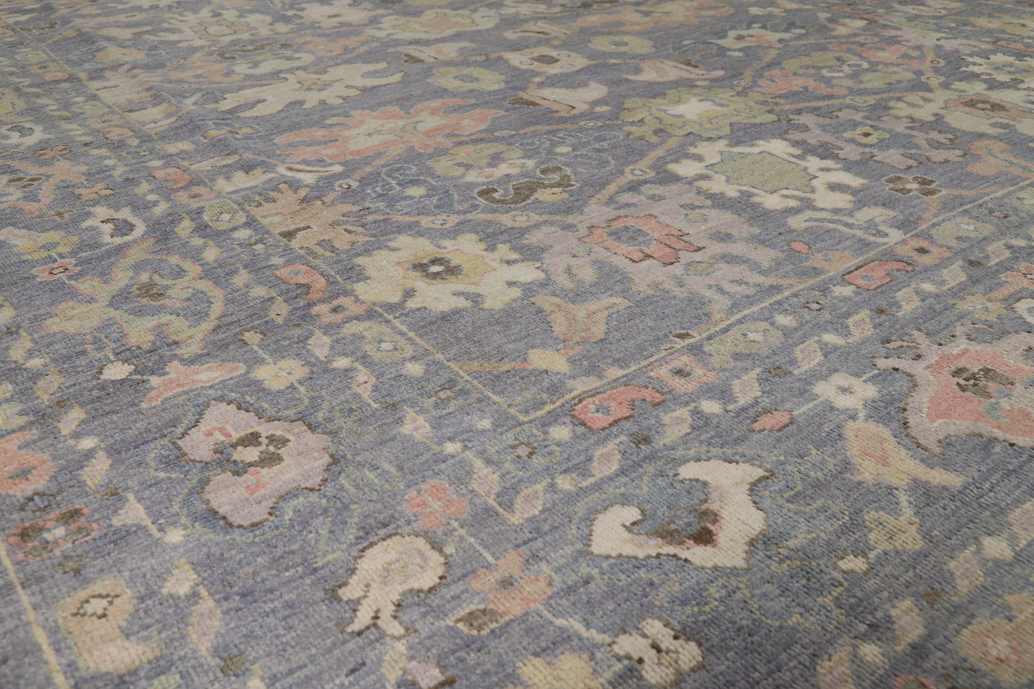 Vegetable Dye Blue Oushak Turkish Area Rug 8x10