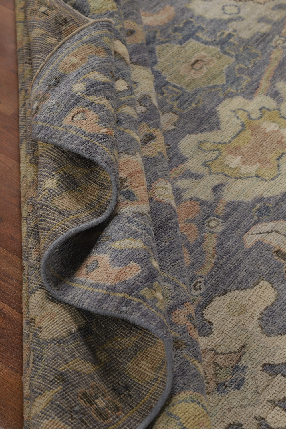 Vegetable Dye Blue Oushak Turkish Area Rug 8x10