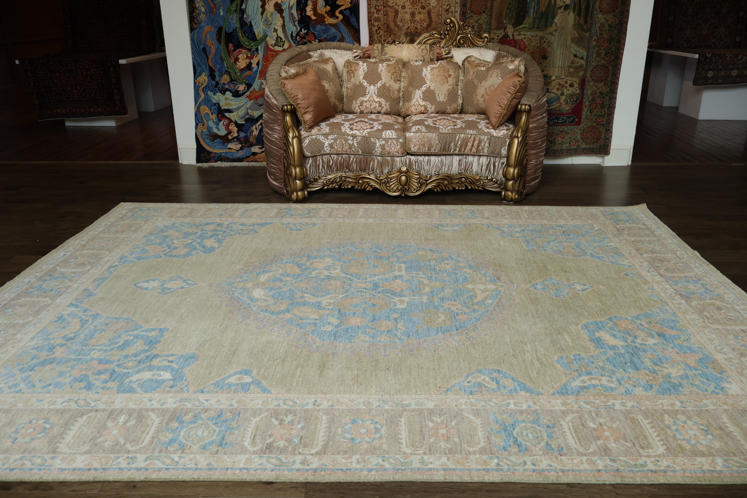 Vegetable Dye Oushak Turkish Area Rug 9x12