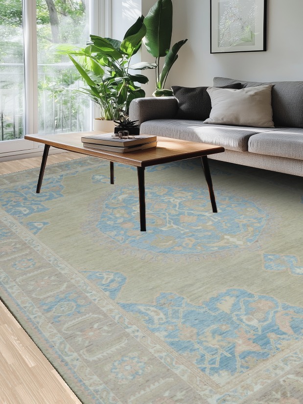 Vegetable Dye Oushak Turkish Area Rug 9x12