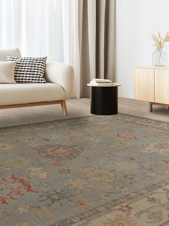 Vegetable Dye Floral Oushak Turkish Area Rug 8x10