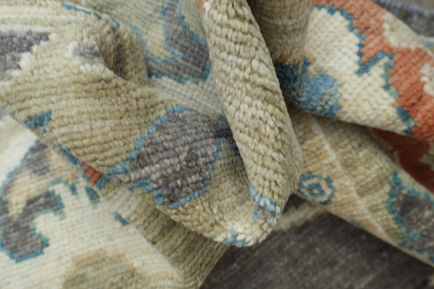 Vegetable Dye Floral Oushak Turkish Area Rug 9x12