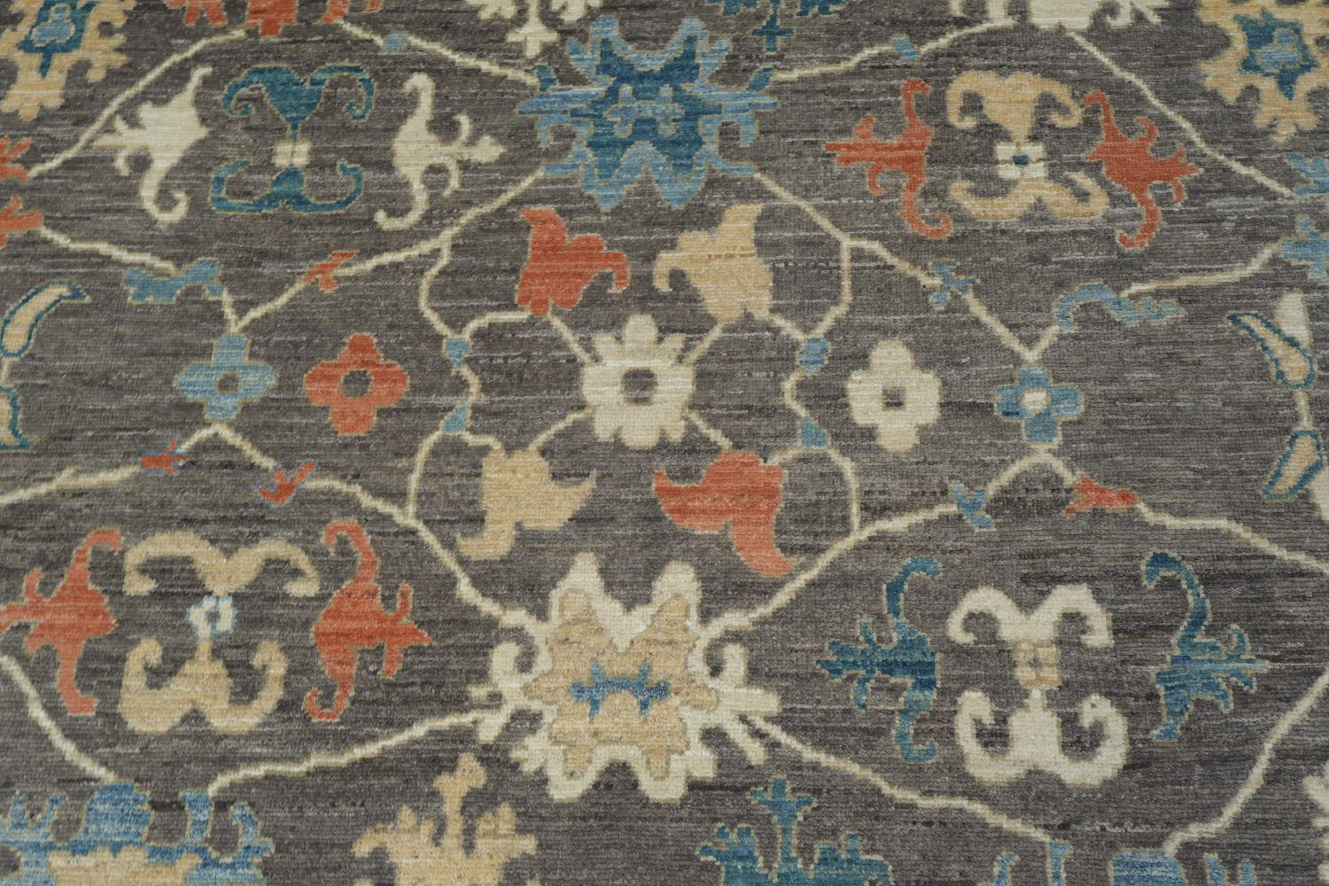 Vegetable Dye Floral Oushak Turkish Area Rug 9x12