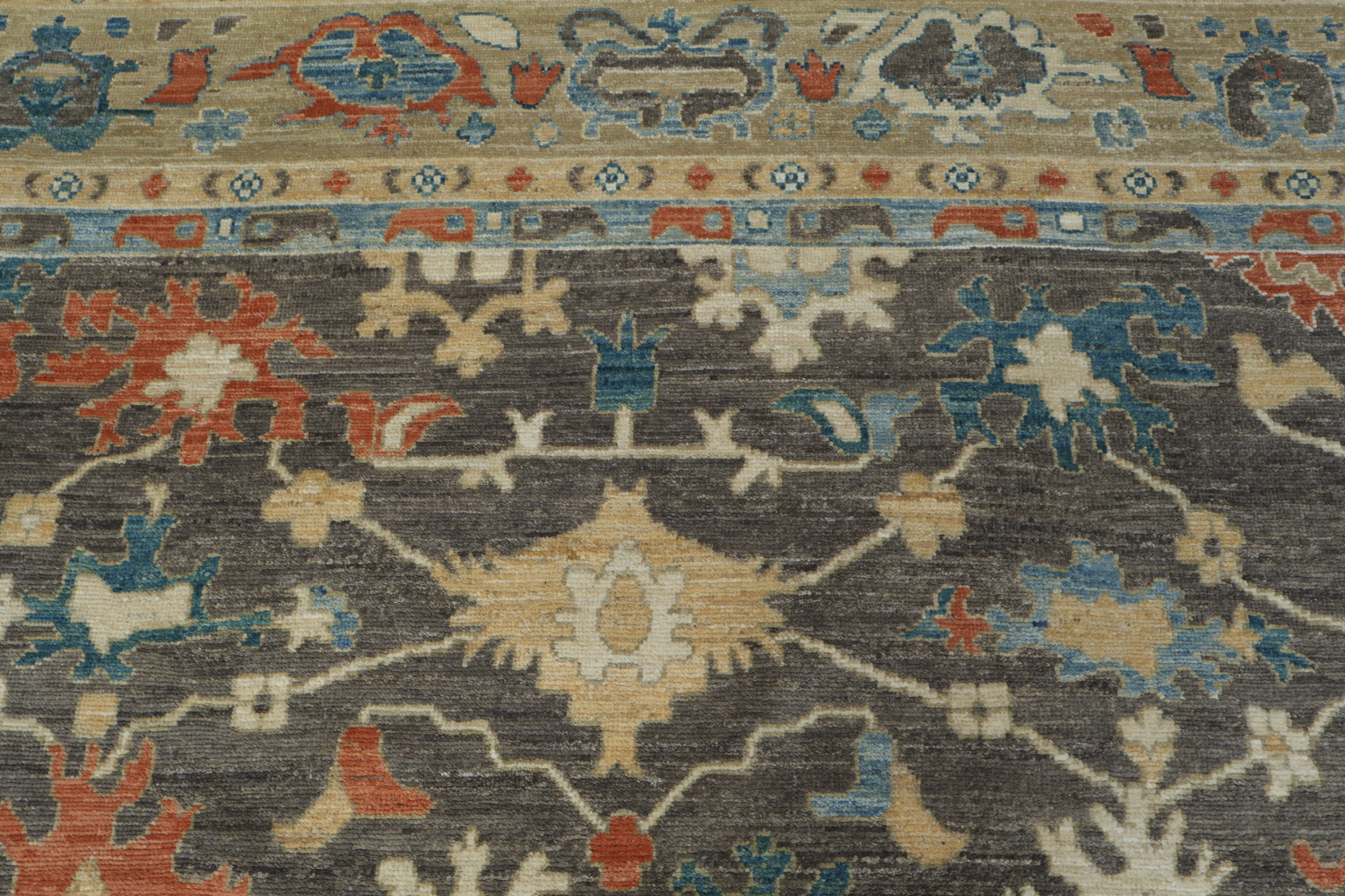 Vegetable Dye Floral Oushak Turkish Area Rug 9x12