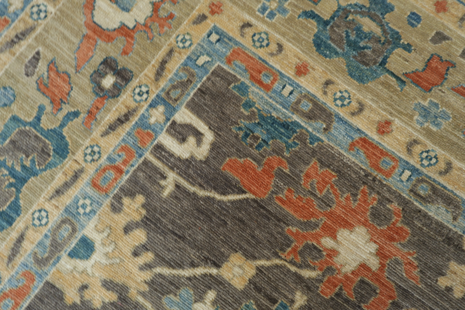 Vegetable Dye Floral Oushak Turkish Area Rug 9x12
