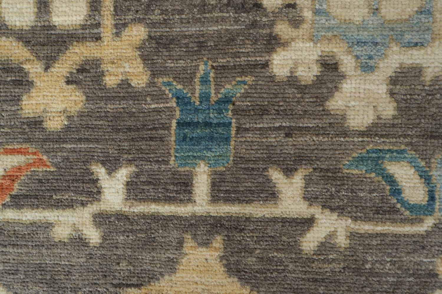 Vegetable Dye Floral Oushak Turkish Area Rug 9x12