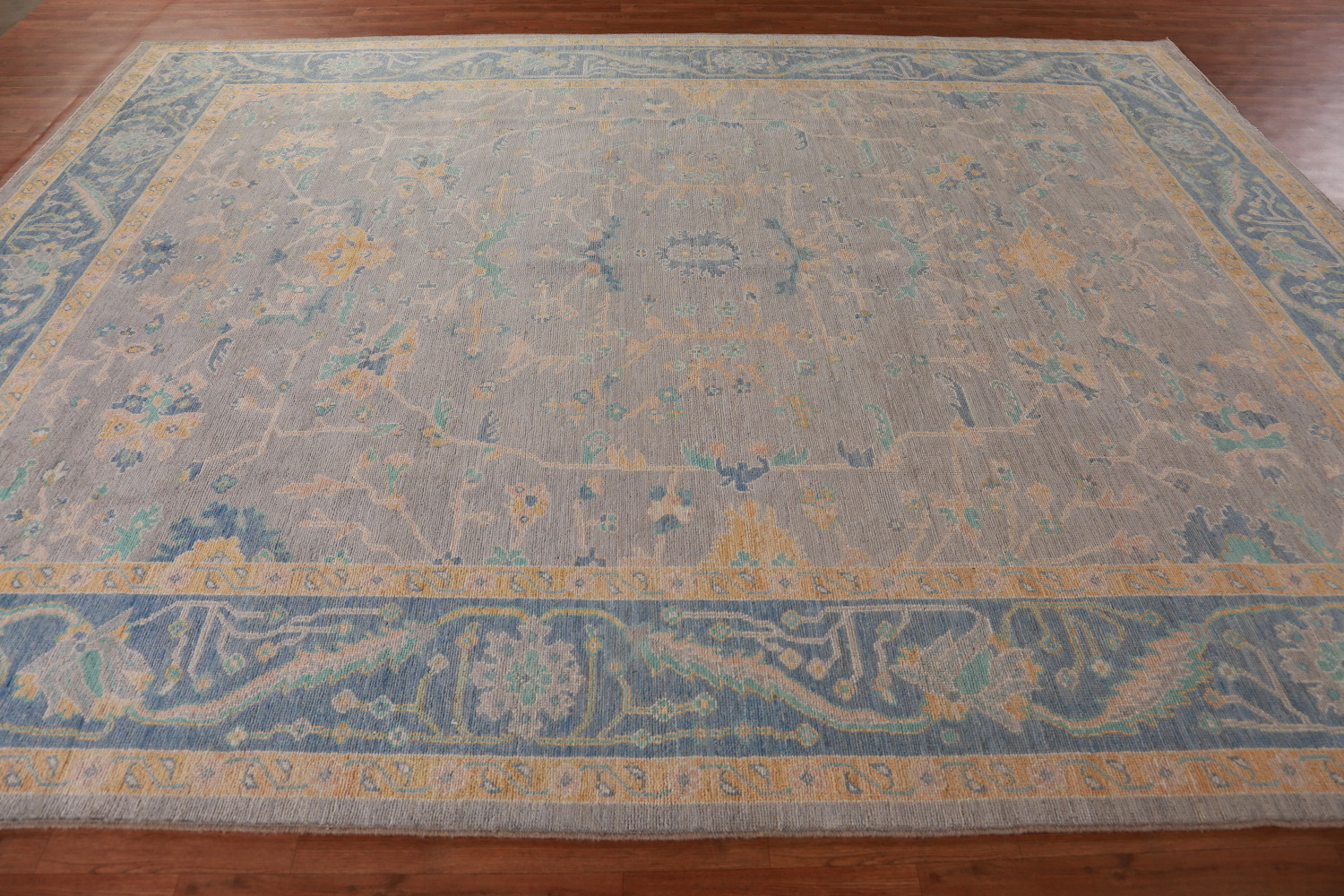 Vegetable Dye Wool Oushak Turkish Area Rug 9x12