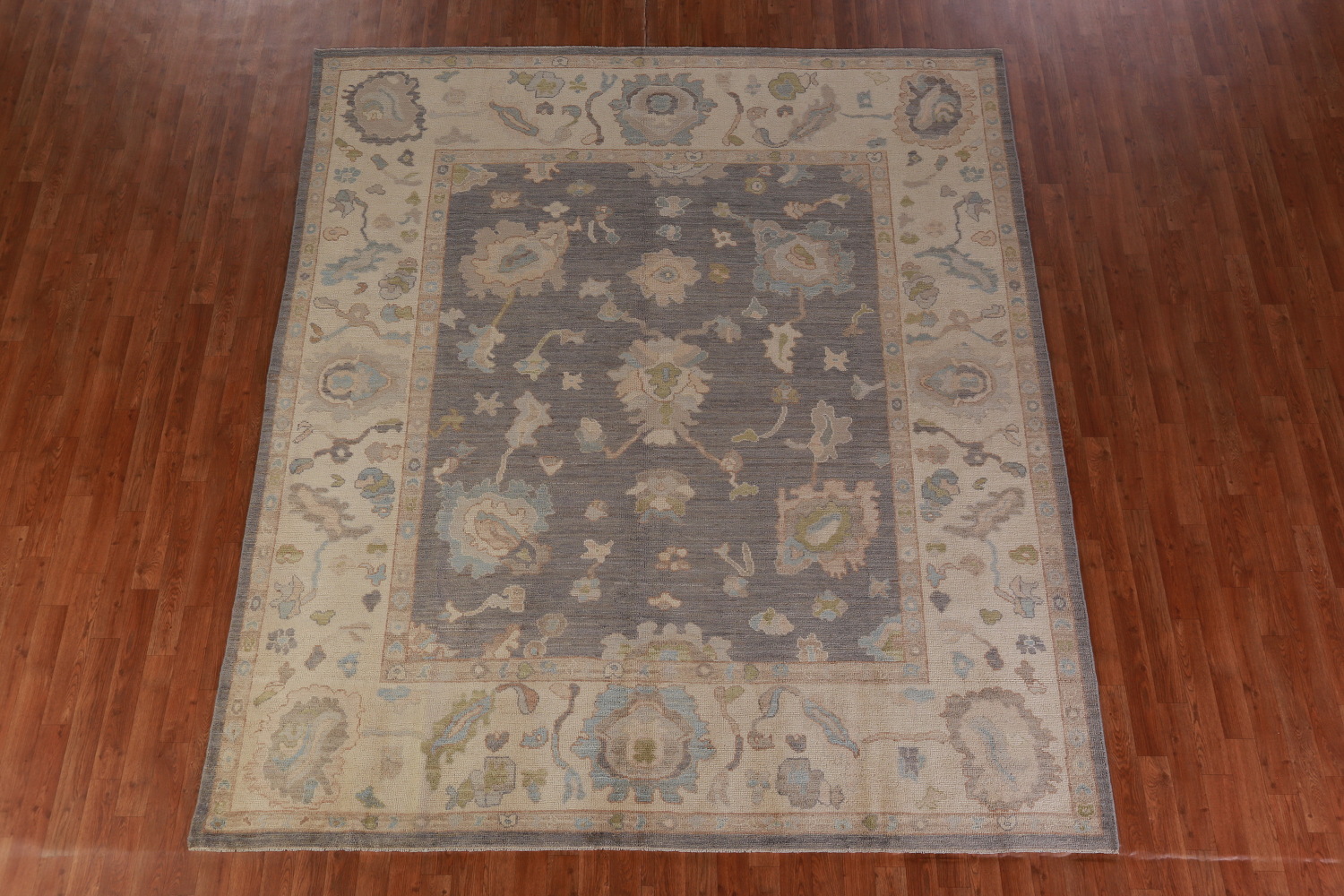Vegetable Dye Gray Oushak Turkish Area Rug 8x9