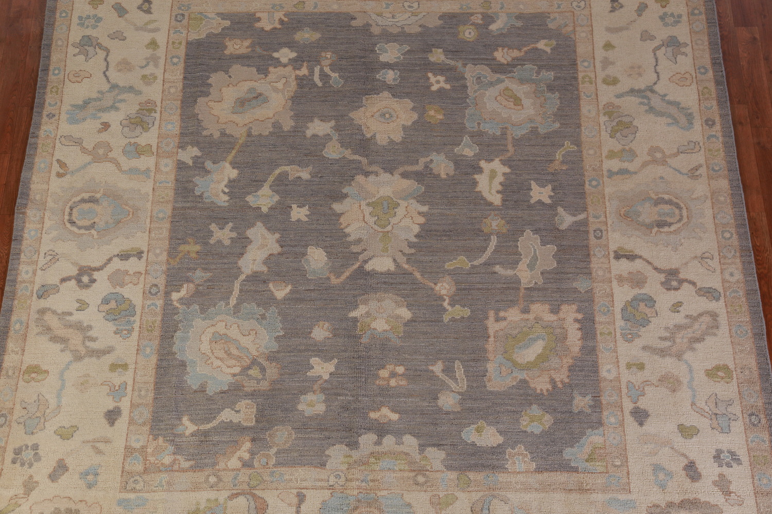 Vegetable Dye Gray Oushak Turkish Area Rug 8x9