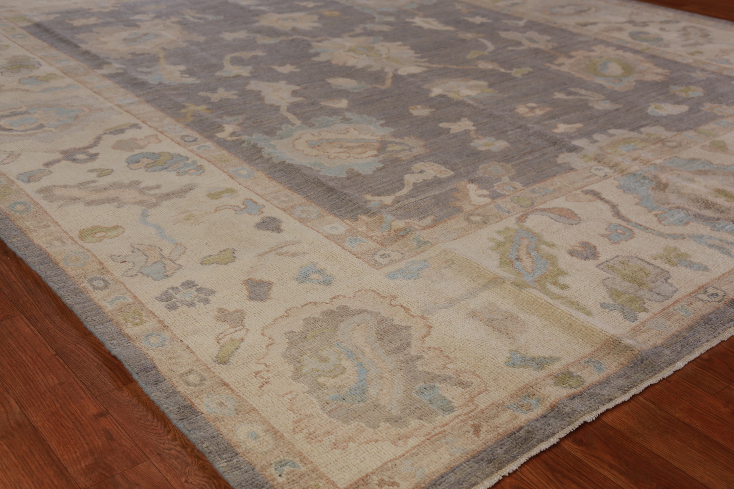 Vegetable Dye Gray Oushak Turkish Area Rug 8x9