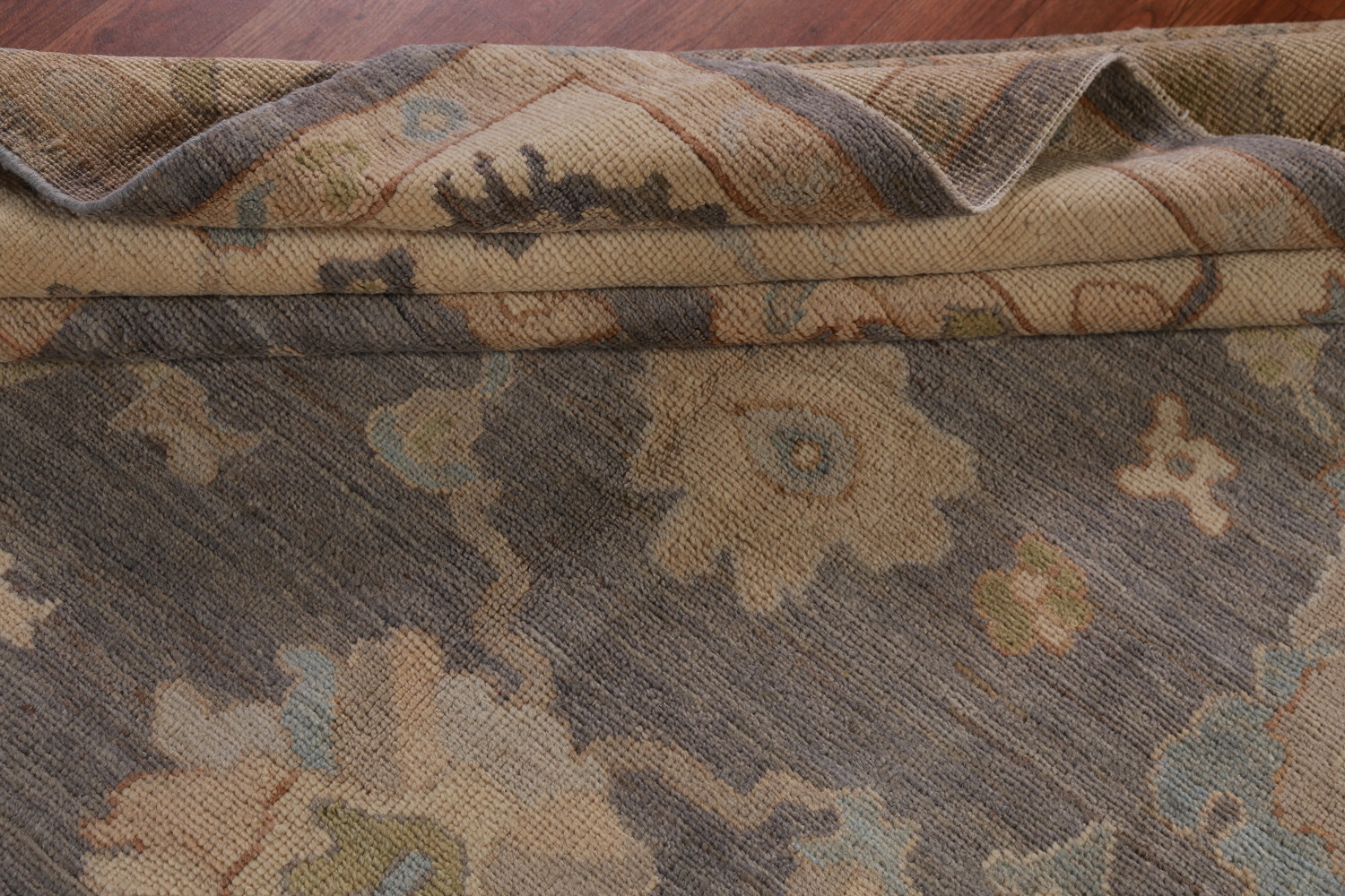 Vegetable Dye Gray Oushak Turkish Area Rug 8x9