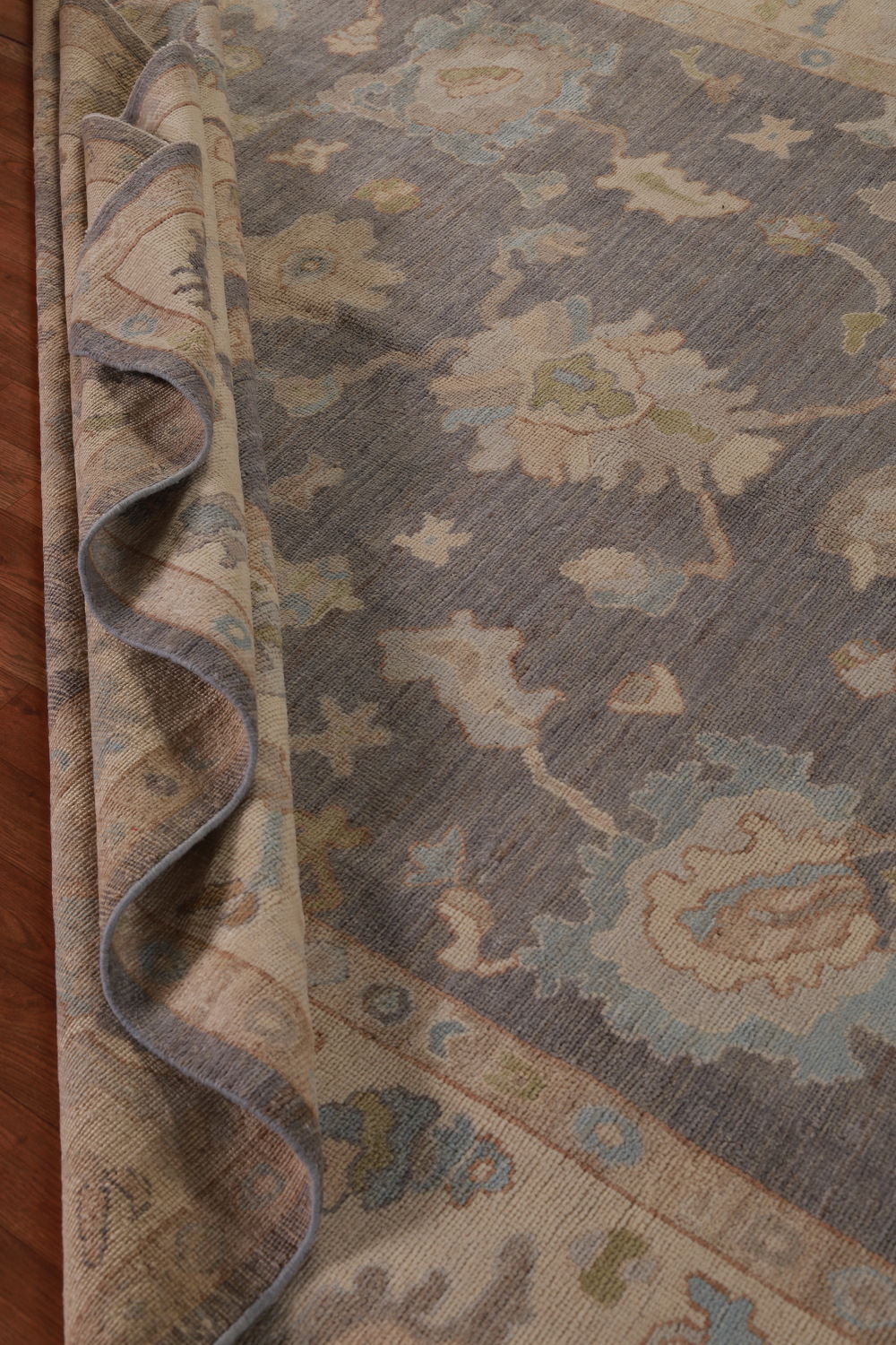 Vegetable Dye Gray Oushak Turkish Area Rug 8x9
