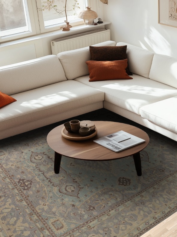 Vegetable Dye Oushak Turkish Area Rug 8x9