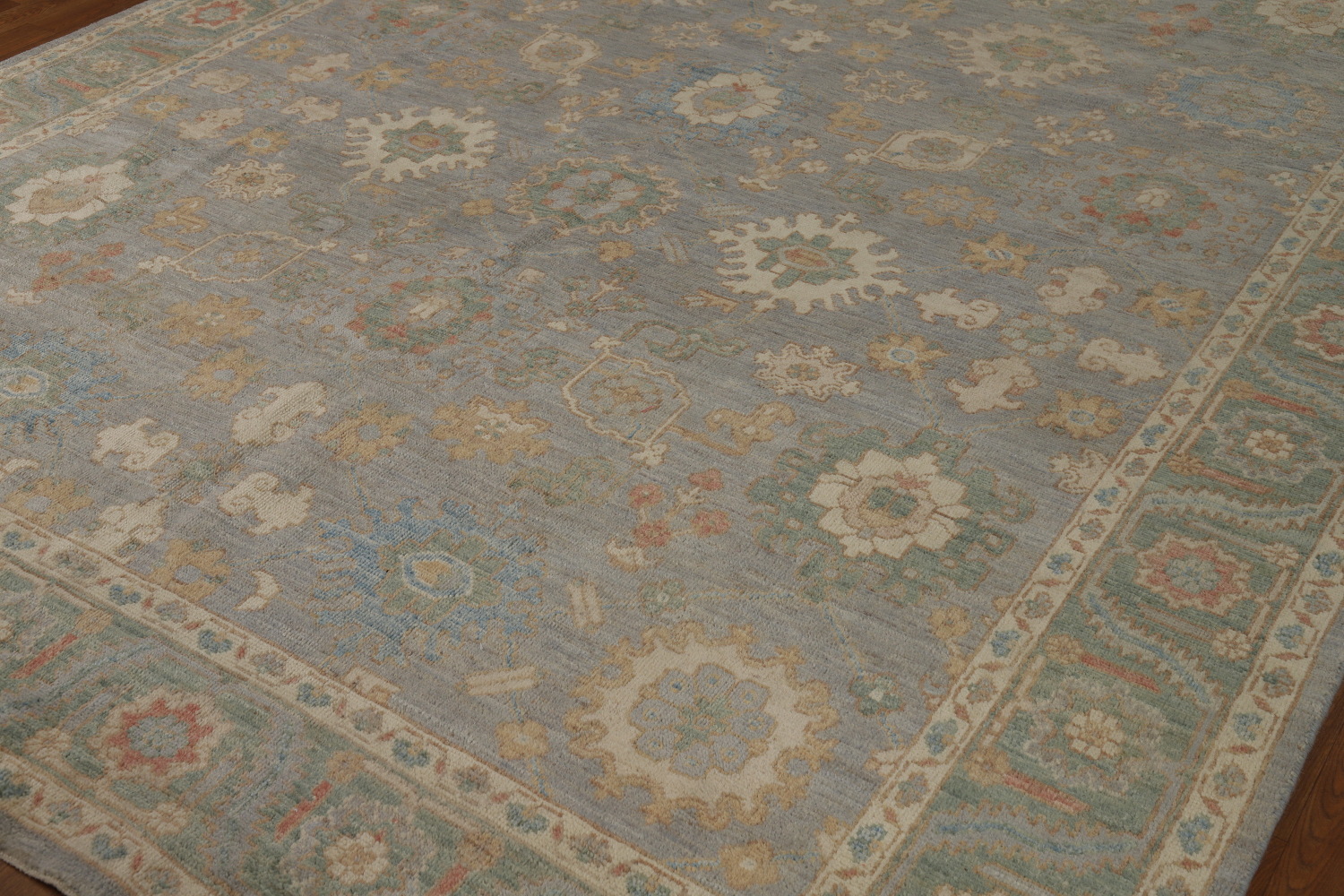 Vegetable Dye Gray Oushak Turkish Area Rug 8x10