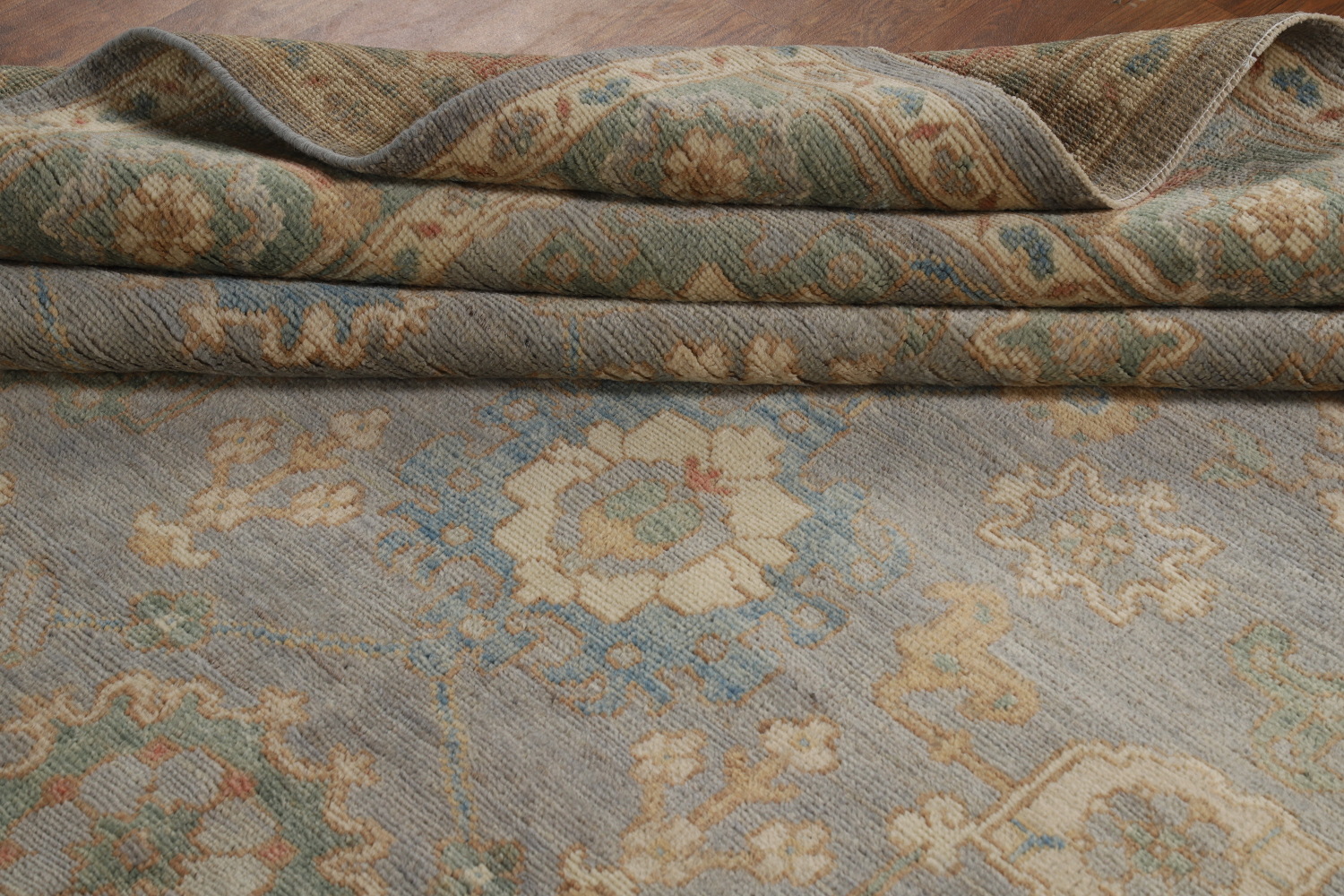 Vegetable Dye Gray Oushak Turkish Area Rug 8x10