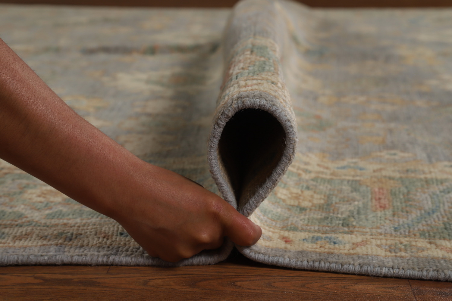 Vegetable Dye Gray Oushak Turkish Area Rug 8x10