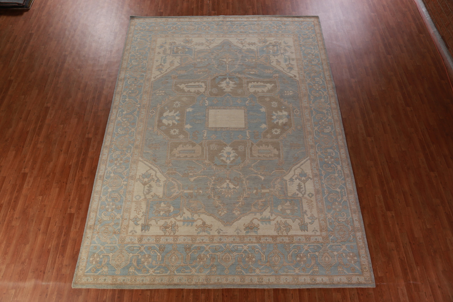 Vegetable Dye Blue Oushak Turkish Large Rug 10x14